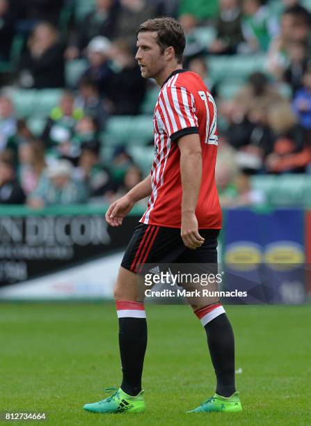 Adam Matthews of Sunderland in action during the pre season friendly between Hibernian and Sunderland at Easter Road on July 9, 2017 in Edinburgh,...