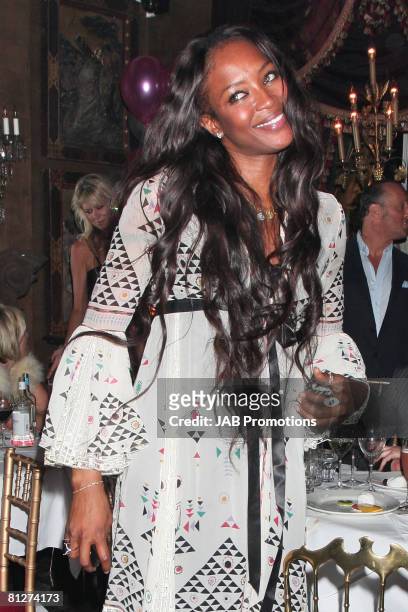 Naomi Campbell attends Tamara Beckwith's birthday party hosted by the Supper Club London at Beach Blanket Babylon on May 28, 2008 in London, England.