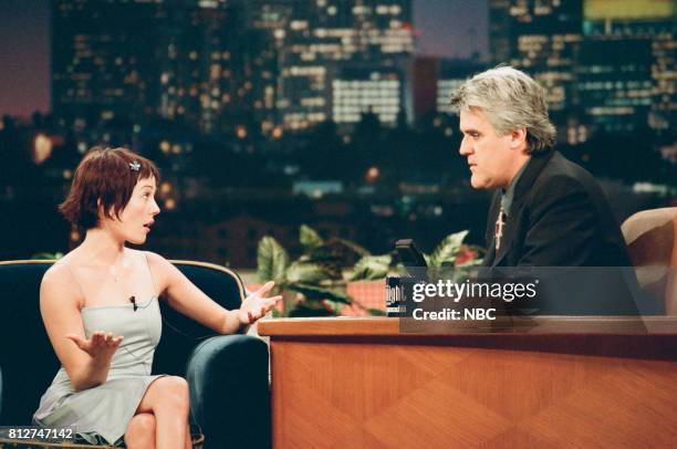 Pictured: Actress Natasha Gregson Wagner during an interview with host Jay Leno on April 10, 1998 --