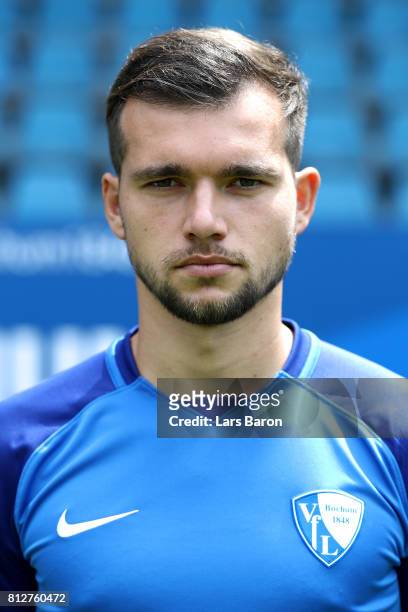 Kevin Stoeger of VfL Bochum poses during the team presentation at Vonovia Ruhrstadion on July 11, 2017 in Bochum, Germany.