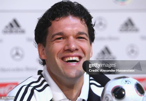 Michael Ballack of Germany smiles during a press conference at the Son Moix stadium on May 29, 2008 in Mallorca, Spain.