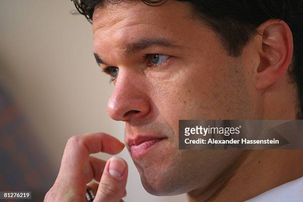 Michael Ballack of Germany looks on during a press conference at the Son Moix stadium on May 29, 2008 in Mallorca, Spain.