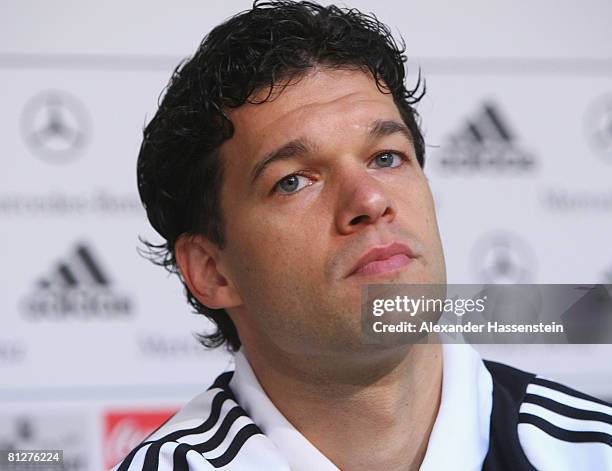 Michael Ballack of Germany looks on during a press conference at the Son Moix stadium on May 29, 2008 in Mallorca, Spain.