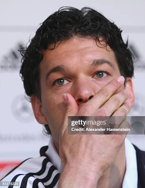 Michael Ballack of Germany looks on during a press conference at the Son Moix stadium on May 29, 2008 in Mallorca, Spain.