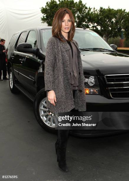 Actress Kate Beckinsale arrives at Chevy Rocks The Future at the Buena Vista Lot at The Walt Disney Studios on February 19, 2008 in Burbank,...