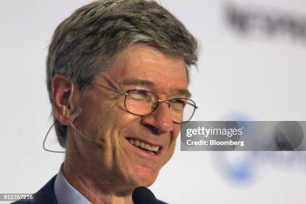 Jeffrey Sachs, director of the Earth Institute at Columbia University, speaks during the World Coffee Producers Forum in Medellin, Colombia, on...