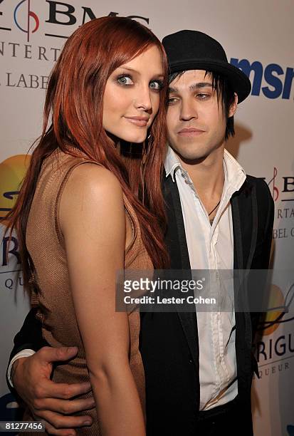Singer Ashlee Simpson and musician Pete Wentz of Fall Out Boy attends the 2008 Clive Davis Pre-GRAMMY party at the Beverly Hilton Hotel on February...