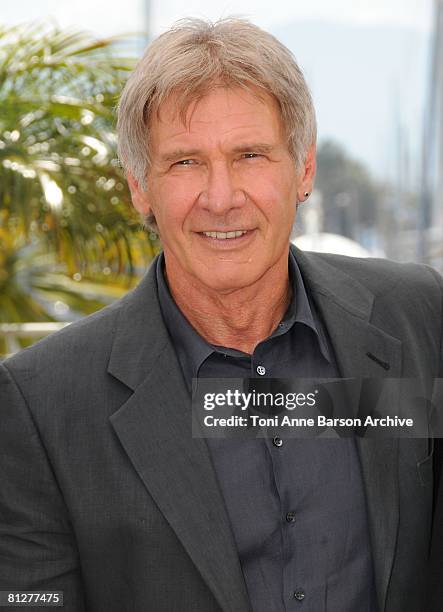 Actor Harrison Ford attends the Indiana Jones and the Kingdom of the Crystal Skull photocall at the Palais des Festivals during the 61st Cannes...