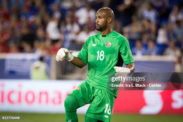 Goalkeeper Patrick Pemberton of Costa Rica get set during the Group A CONCACAF Gold Cup Match between Honduras and Costa Rica at the Red Bull Arena...