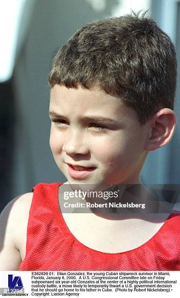 Elian Gonzalez, the young Cuban shipwreck survivor in Miami, Florida, January 8, 2000. A U.S. Congressional Committee late on Friday subpoenaed six...