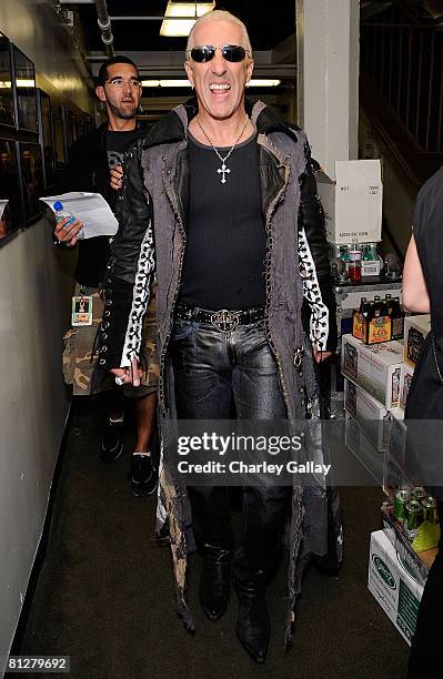 Musician Dee Snider poses backstage during the Planet Green premiere event and concert for the television series "Battleground Earth: Ludacris vs....