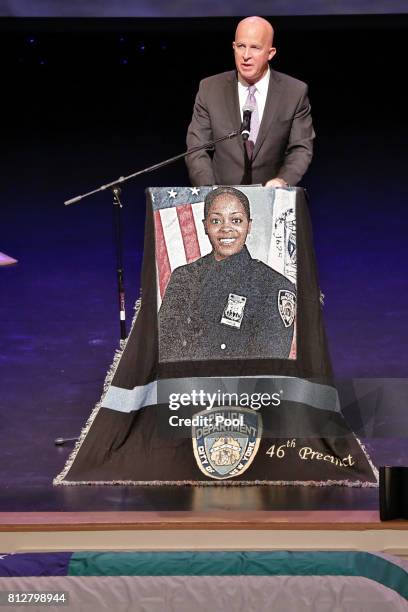 New York City Police Commissioner James O'Neill speaks during the funeral for New York City Police Officer Miosotis Familia, at the World Changers...