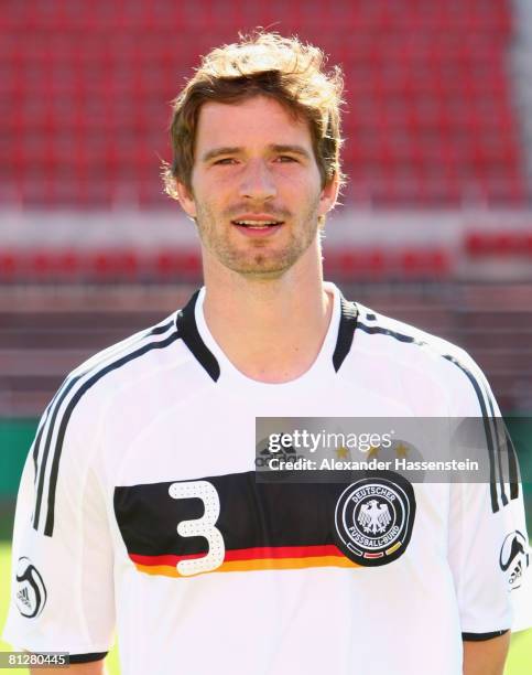Arne Friedrich of Germany poses at the team photocall at the Son Moix stadium on May 29, 2008 in Mallorca, Spain.