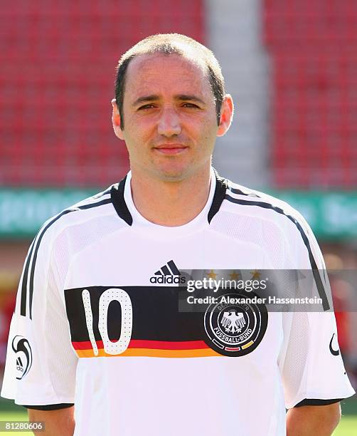 Oliver Neuville of Germany poses at the team photocall at the Son Moix stadium on May 29, 2008 in Mallorca, Spain.