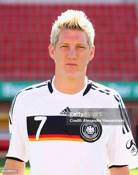Bastian Schweinsteiger of Germany poses at the team photocall at the Son Moix stadium on May 29, 2008 in Mallorca, Spain.