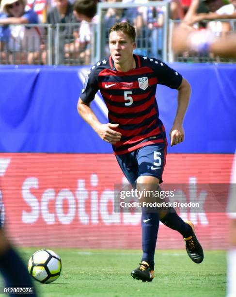 Matt Besler of USA plays against Panama during a CONCACAF Gold Cup Soccer match at Nissan Stadium on July 8, 2017 in Nashville, Tennessee.