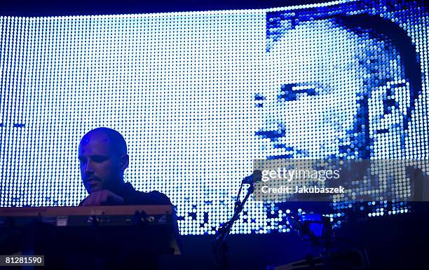 German musician Christopher von Deylen of the electro pop band Schiller performs live during a concert at the Columbiahalle on May 29, 2008 in...