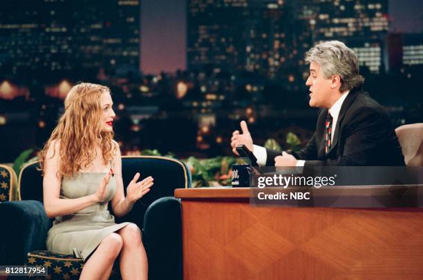 Pictured: Actress Heather Graham during an interview with host Jay Leno on April 20, 1998 --