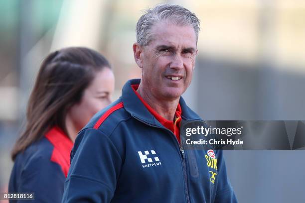 Marcus Ashcroft looks on during a Gold Coast Suns AFL training session at Palm Beach Currumbin AFC on July 11, 2017 in Gold Coast, Australia.