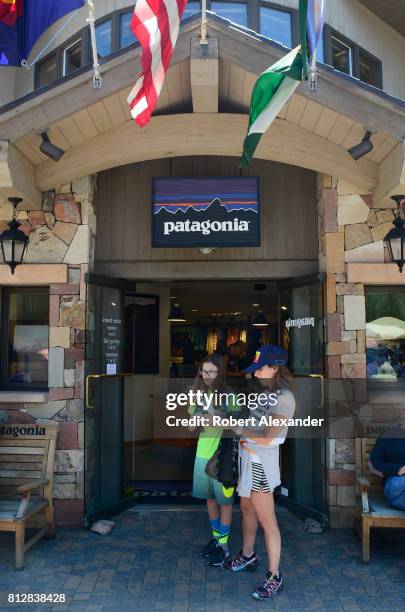 Tourists leave the Patagonia outdoor clothing shop in Vail, Colorado. The retail chain is based in Ventura, California.