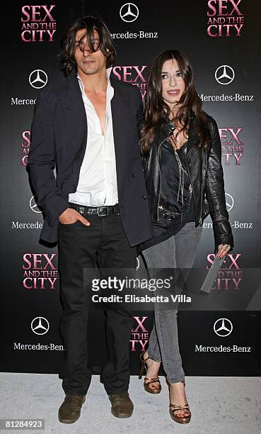 Sabrina Impacciatore and Giovanni La Parola attend the Italian premiere of "Sex And The City: The Movie" at Warner Moderno Cinema on May 29, 2008 in...