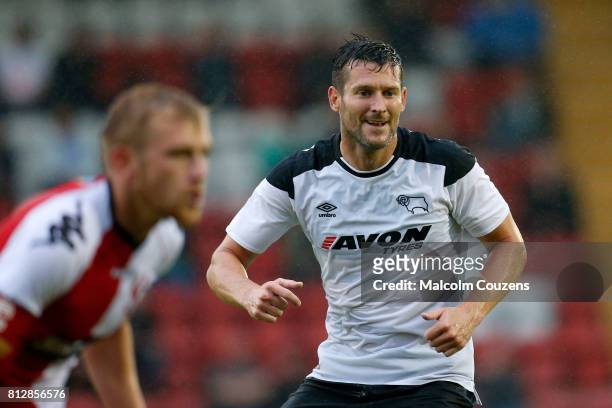 David Nugent of Derby County during the pre-season friendly between Kidderminster Harriers and Derby County at Aggborough Stadium on July 11, 2017 in...