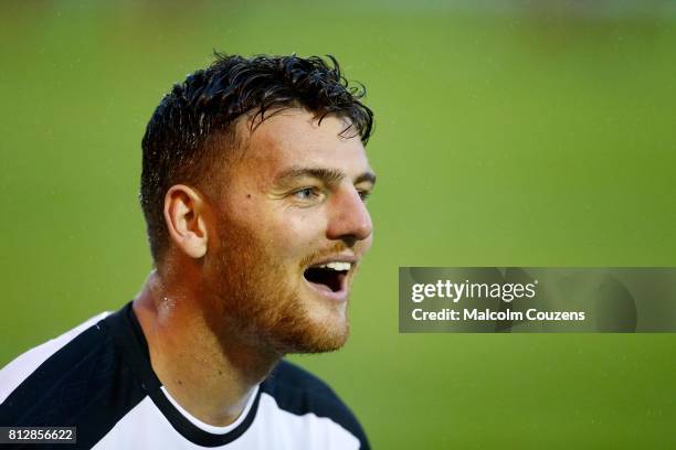 Chris Martin of Derby County reacts during the pre-season friendly between Kidderminster Harriers and Derby County at Aggborough Stadium on July 11,...