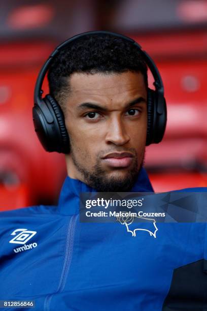 Nick Blackman of Derby County during the pre-season friendly between Kidderminster Harriers and Derby County at Aggborough Stadium on July 11, 2017...