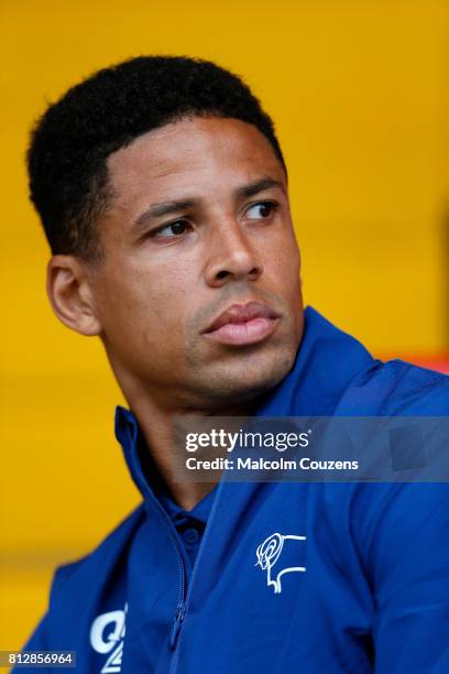 New signing Curtis Davies of Derby County looks on during the pre-season friendly between Kidderminster Harriers and Derby County at Aggborough...