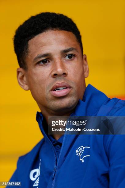 New signing Curtis Davies of Derby County looks on during the pre-season friendly between Kidderminster Harriers and Derby County at Aggborough...
