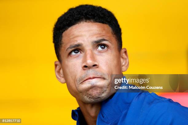 New signing Curtis Davies of Derby County looks on during the pre-season friendly between Kidderminster Harriers and Derby County at Aggborough...