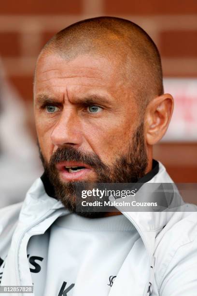Kevin Phillips of Derby County looks on during the pre-season friendly between Kidderminster Harriers and Derby County at Aggborough Stadium on July...