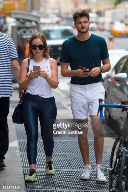 Tanya Burr and Jim Chapman are seen in Tribeca on July 11, 2017 in New York City.