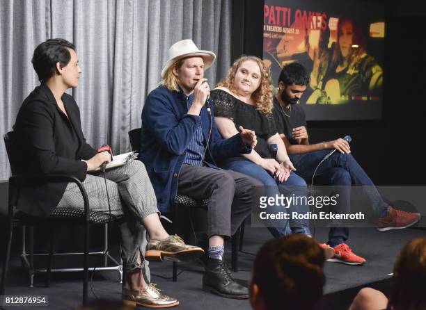 New York Magazine's Stacey Wilson Hunt, Director Geremy Jasper, actress Danielle Macdonald, and actor Siddharth Dhananjay speak onstage at SAG-AFTRA...
