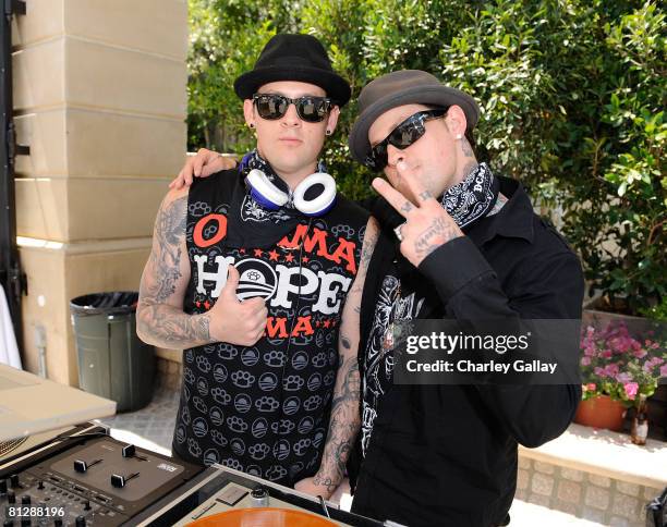 Musicians Joel Madden and Benji Madden with Nonni's Biscotti at the Kari Feinstein MTV Movie Awards Style Lounge Day 1 at a private residence on May...