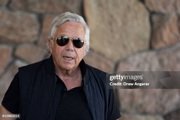 Robert 'Bob' Kraft, businessman and owner of the New England Patriots football team, arrives for the first day of the annual Allen & Company Sun...