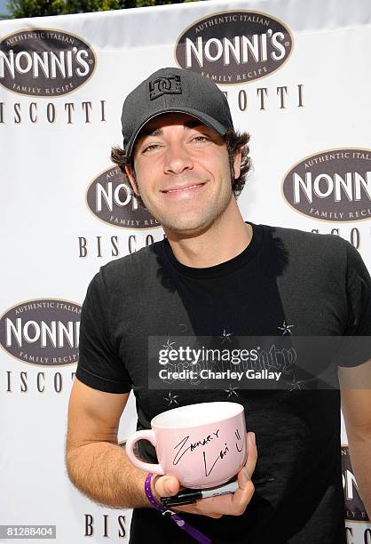 Actor Zachary Levi with Nonni's Biscotti at the Kari Feinstein MTV Movie Awards Style Lounge Day 1 at a private residence on May 29, 2008 in Los...