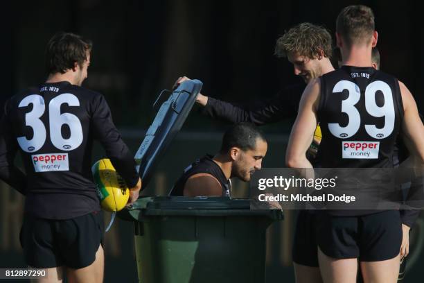 Shane Savage gets put in the sin bin during a St Kilda Saints AFL training session at Linen House Oval on July 12, 2017 in Melbourne, Australia.