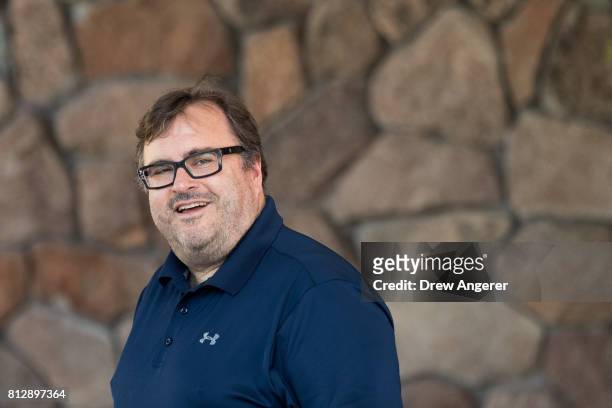 Reid Hoffman, former executive chairman of LinkedIn, arrives for the first day of the annual Allen & Company Sun Valley Conference, July 11, 2017 in...