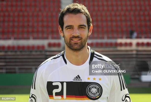 Germany's defender Christoph Metzelder poses during a photo session at the San Moix stadium in Palma de Mallorca on May 29, 2008. The German team...