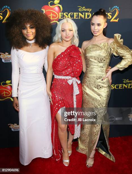 China Anne McClain, Dove Cameron and Sofia Carson attend the premiere of Disney Channel's 'Descendants 2' on July 11, 2017 in Los Angeles, California.