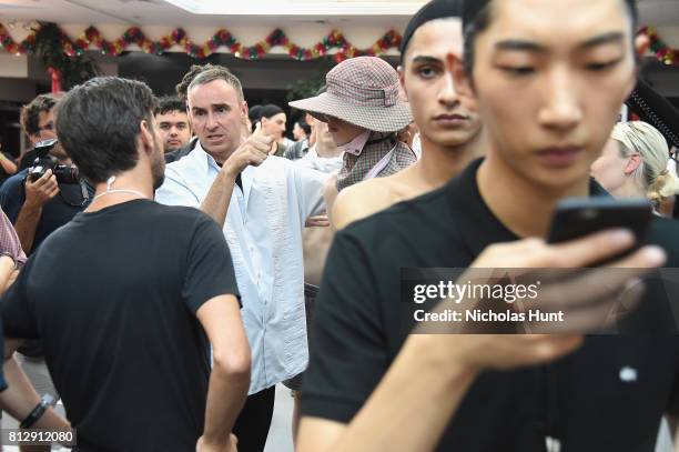 Designer Raf Simons attends the Raf Simons - Front Row/Backstage at NYFW: Men's July 2017 on July 11, 2017 in New York City.