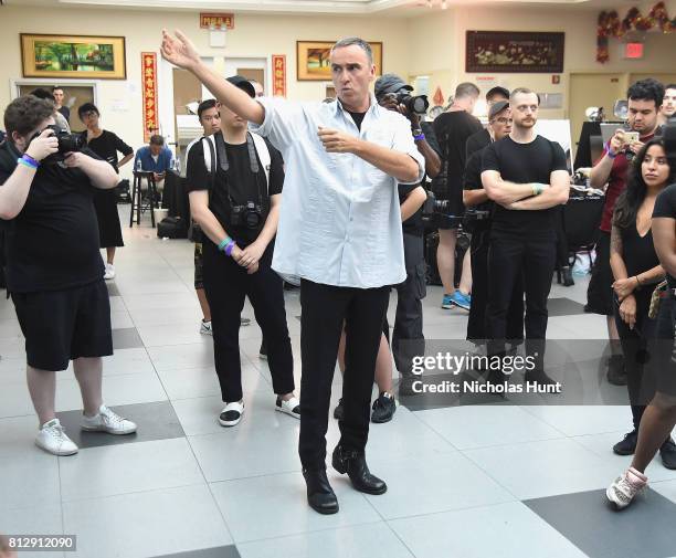 Designer Raf Simons attends the Raf Simons - Front Row/Backstage at NYFW: Men's July 2017 on July 11, 2017 in New York City.