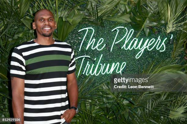 Player Jerry Stackhouse attends The Players' Tribune Hosts Players' Night Out 2017 at The Beverly Hills Hotel on July 11, 2017 in Beverly Hills,...