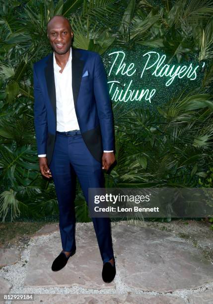 Player Lamar Odom attends The Players' Tribune Hosts Players' Night Out 2017 at The Beverly Hills Hotel on July 11, 2017 in Beverly Hills, California.