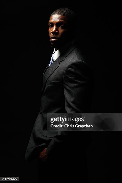 Jonathan Vilma, #51 of the New Orleans Saints, poses for a photo at the New Orleans Saints Training Facility on May 28, 2008 in Metairie, Louisiana.