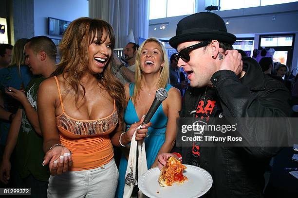 Actress Traci Bingham, Melanie Segal and Musician Joel Madden at the Melanie Segal's Hollywood Platinum Lounge for the MTV Movie Awards Day One at...