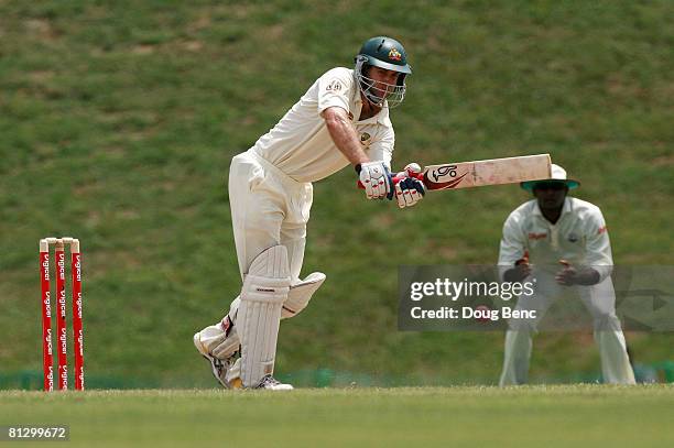 Simon Katich of Australia bats during day one of the Second Test match between West Indies and Australia at Sir Vivian Richards Stadium on May 30,...