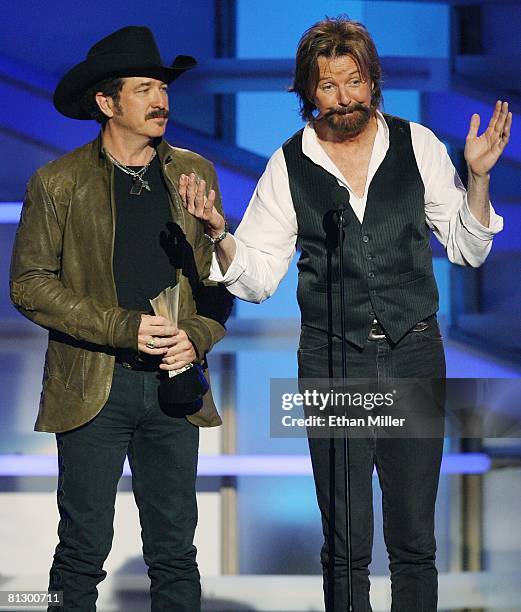 Kix Brooks and Ronnie Dunn of Brooks & Dunn accept the award for Top Vocal Duo during the 43rd annual Academy of Country Music Awards at the MGM...