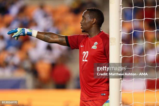 Goalkeeper Donovan Leon of French Guiana during the 2017 CONCACAF Gold Cup Group A match between Honduras and French Guiana at BBVA Compass Stadium...